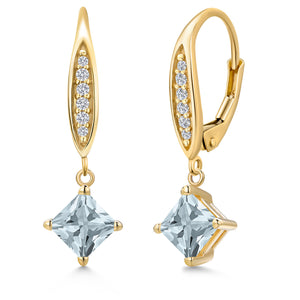 Aquamarine - March_Earrings in 10K Yellow Gold