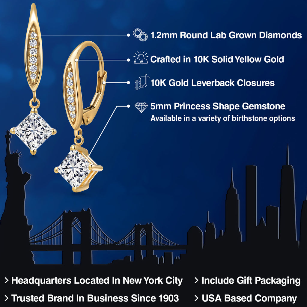 White Lab Grown Diamond - April_Earrings in 10K Yellow Gold