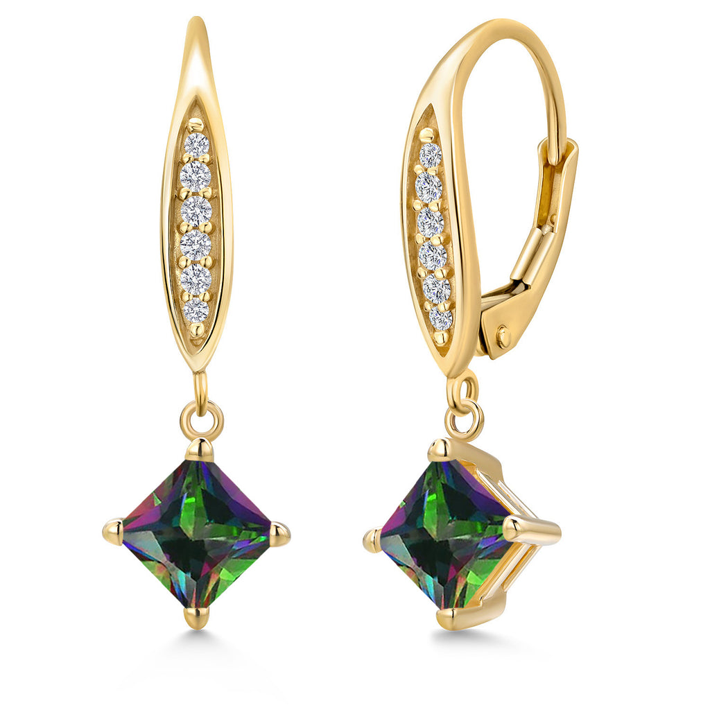 Green Mystic Topaz_Earrings in 10K Yellow Gold