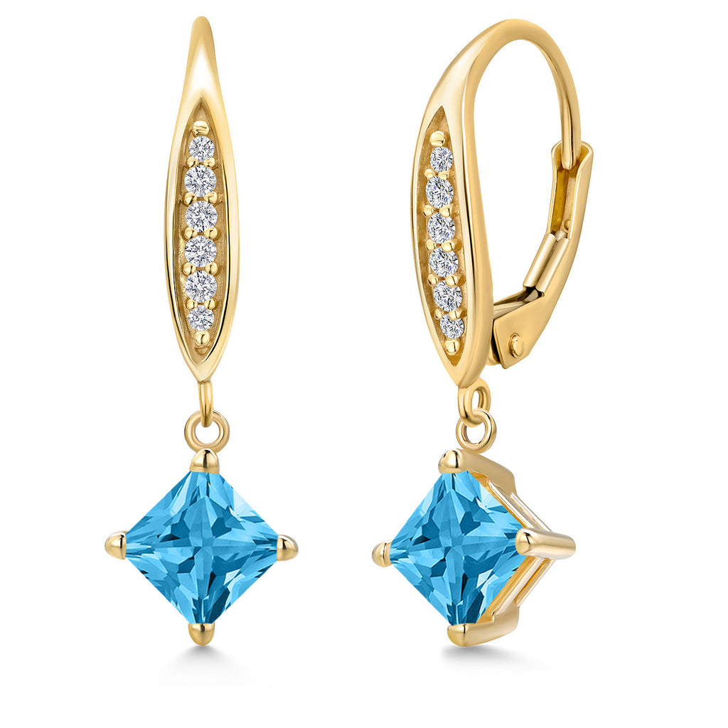 Swiss Blue Topaz - November_Earrings in 10K Yellow Gold