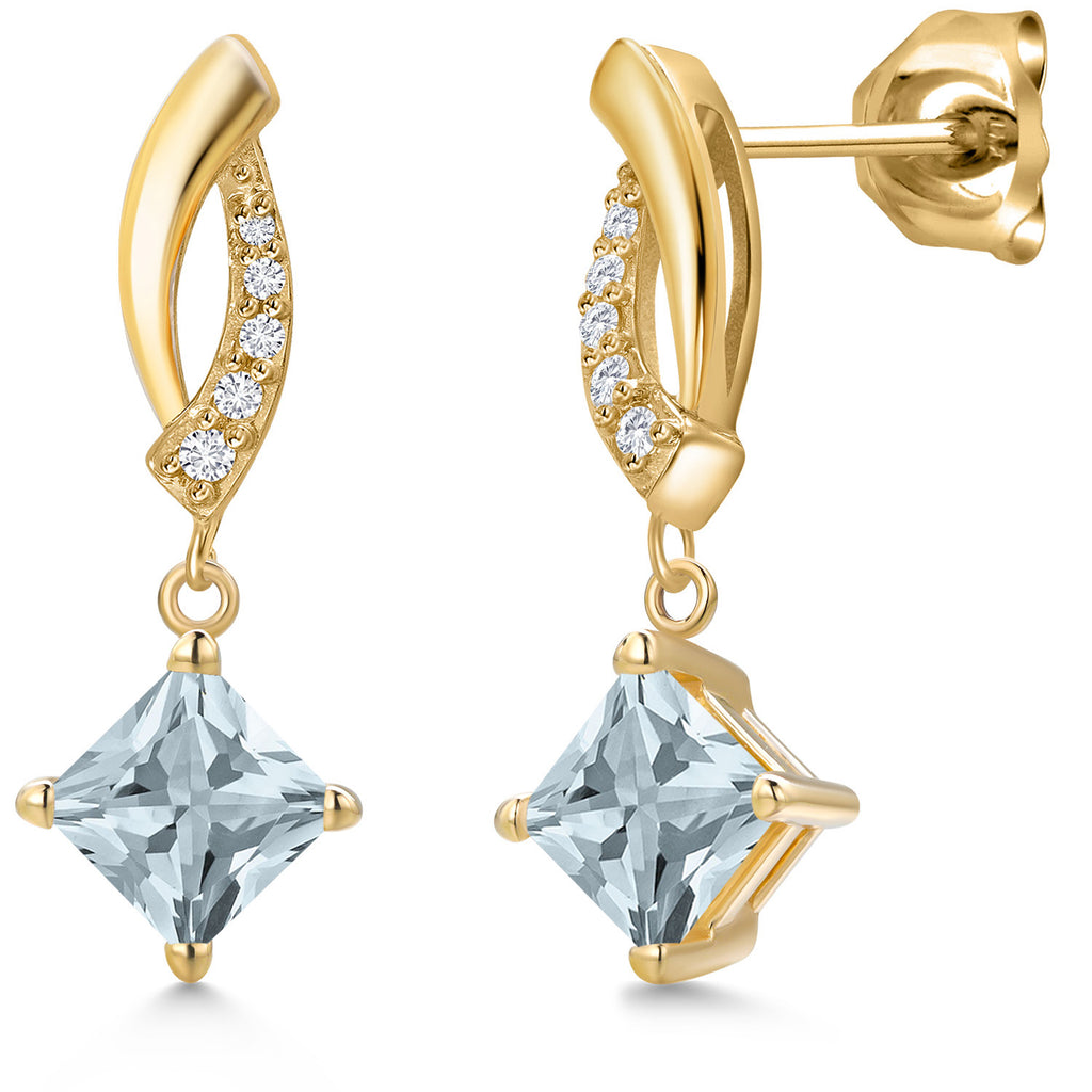 Aquamarine - March_Earrings in 10K Yellow Gold