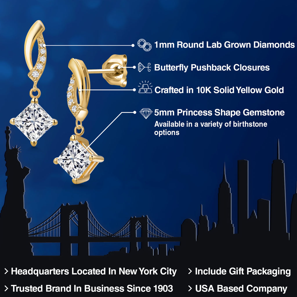 White Lab Grown Diamond - April_Earrings in 10K Yellow Gold