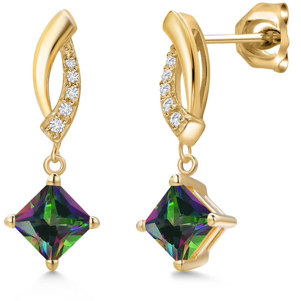 Green Mystic Topaz_Earrings in 10K Yellow Gold