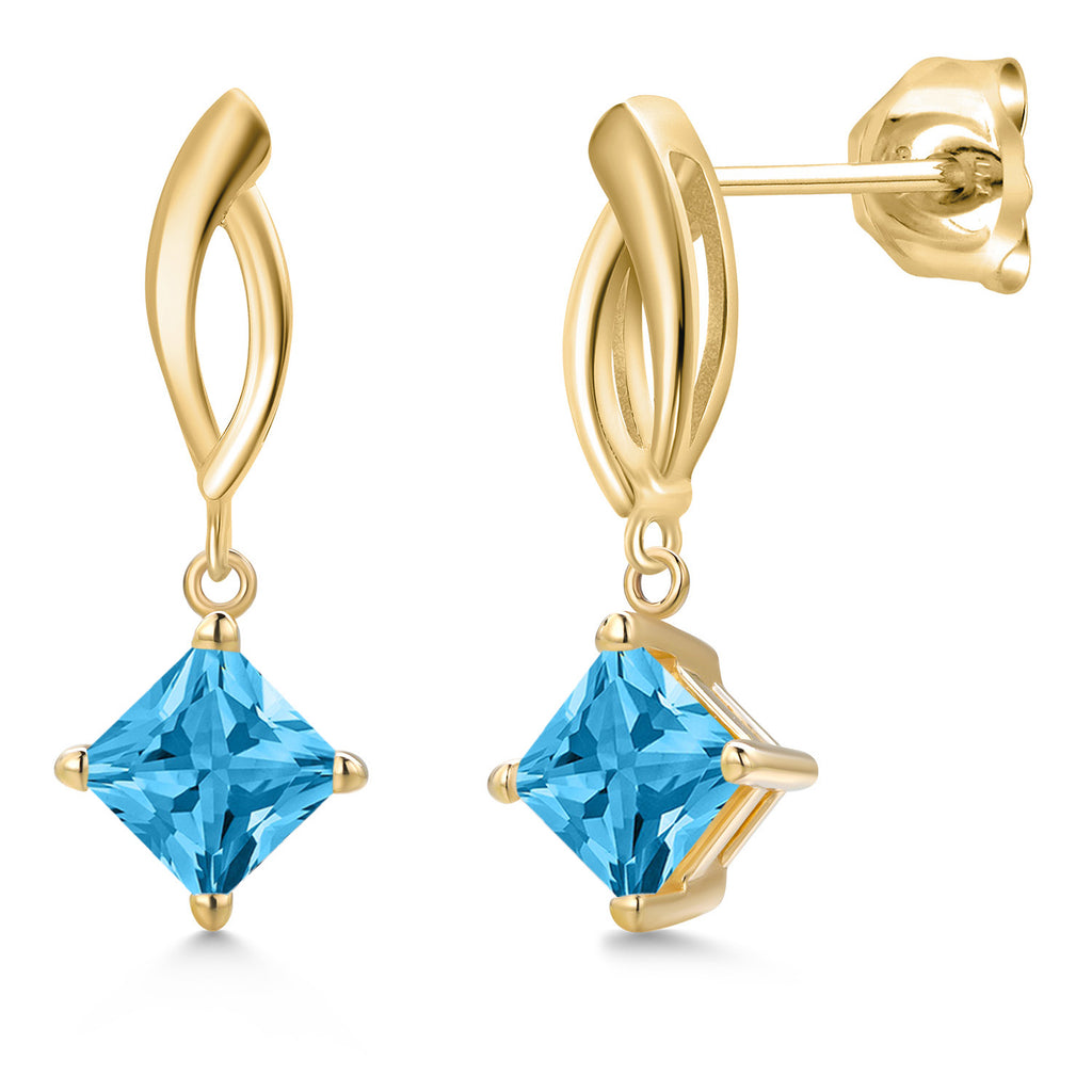 Swiss Blue Topaz - November_Earrings in 10K Yellow Gold