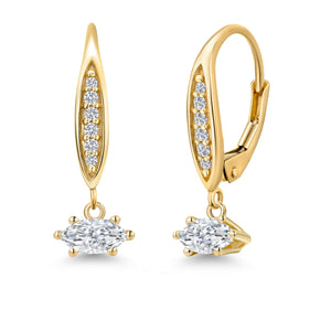 White Moissanite - April_Earrings in 10K Yellow Gold