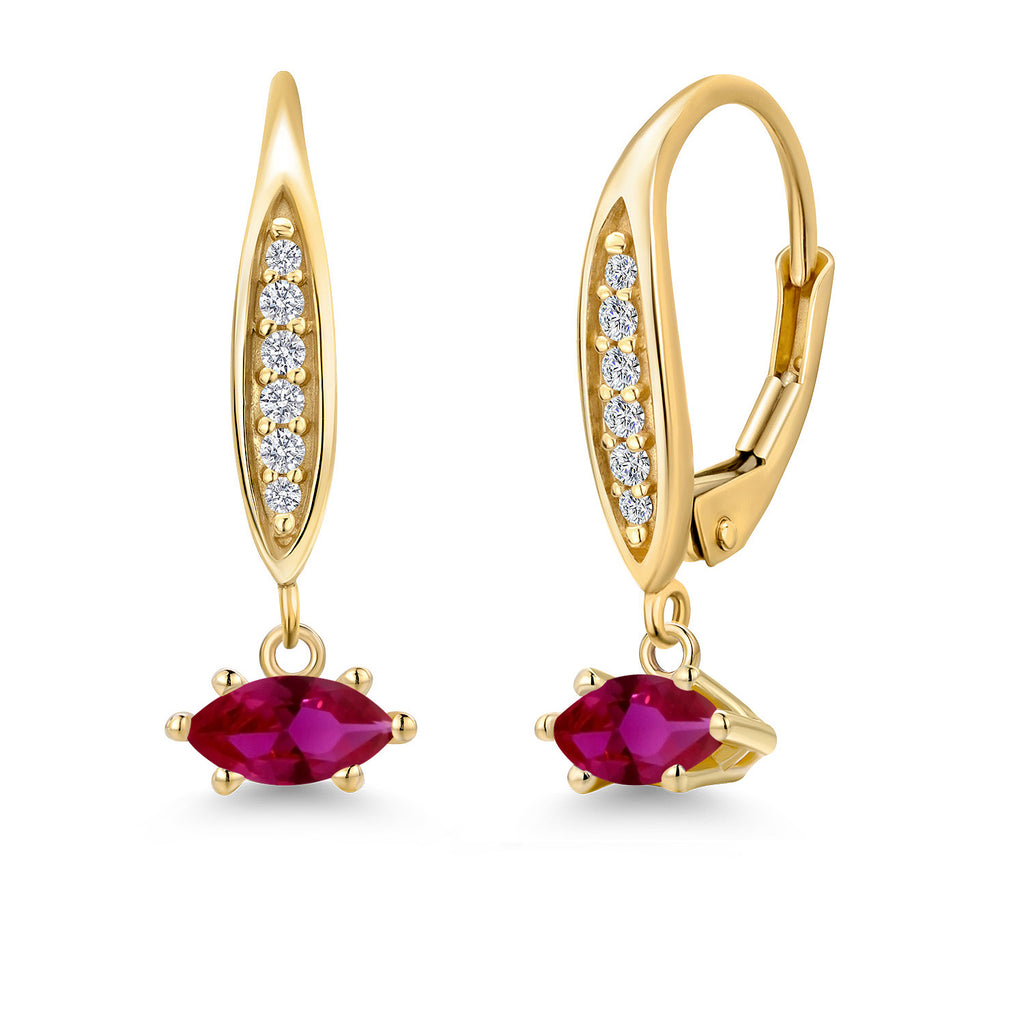 Created Ruby - July_Earrings in 10K Yellow Gold