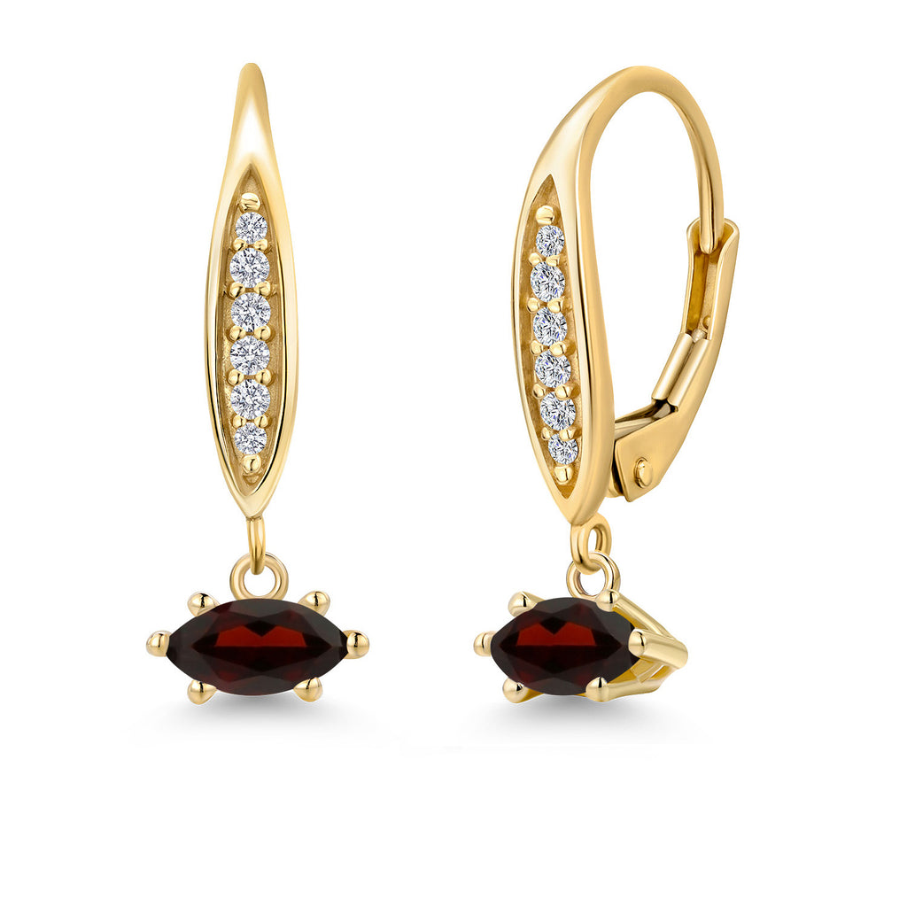 Garnet - January_Earrings in 10K Yellow Gold