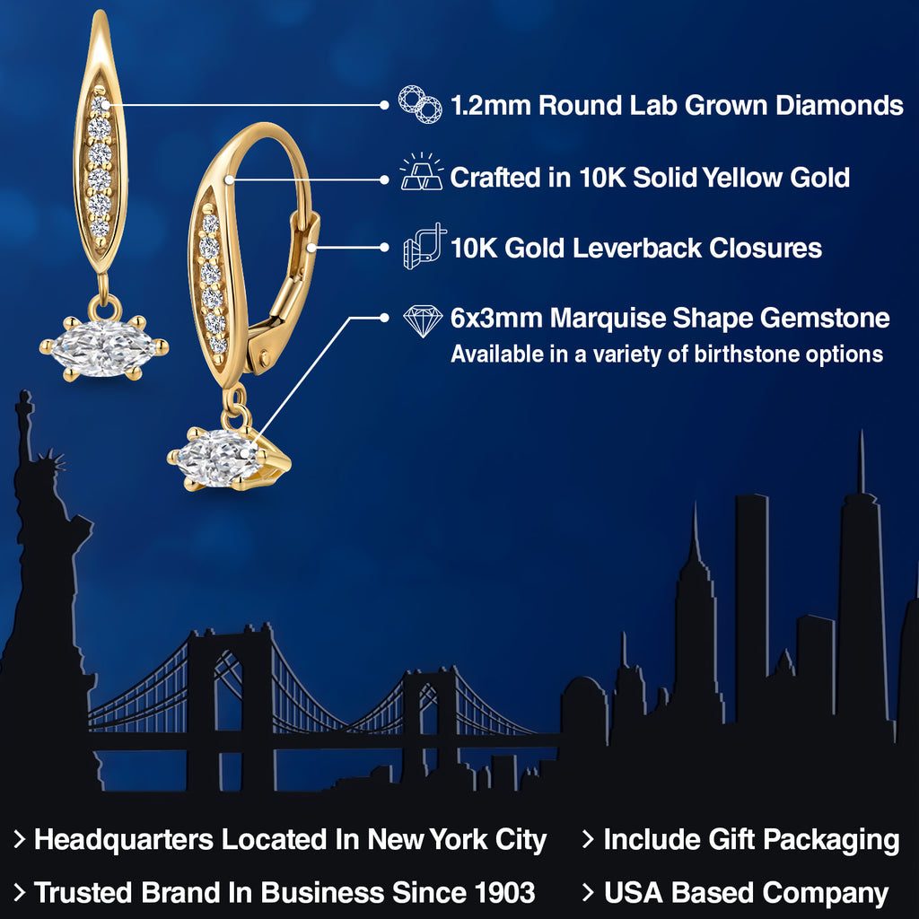 White Lab Grown Diamond - April_Earrings in 10K Yellow Gold