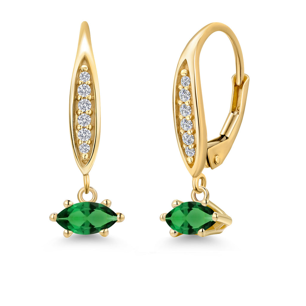 Nano Emerald - May_Earrings in 10K Yellow Gold