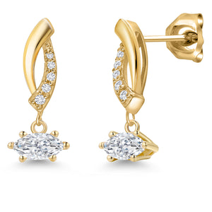 White Moissanite - April_Earrings in 10K Yellow Gold