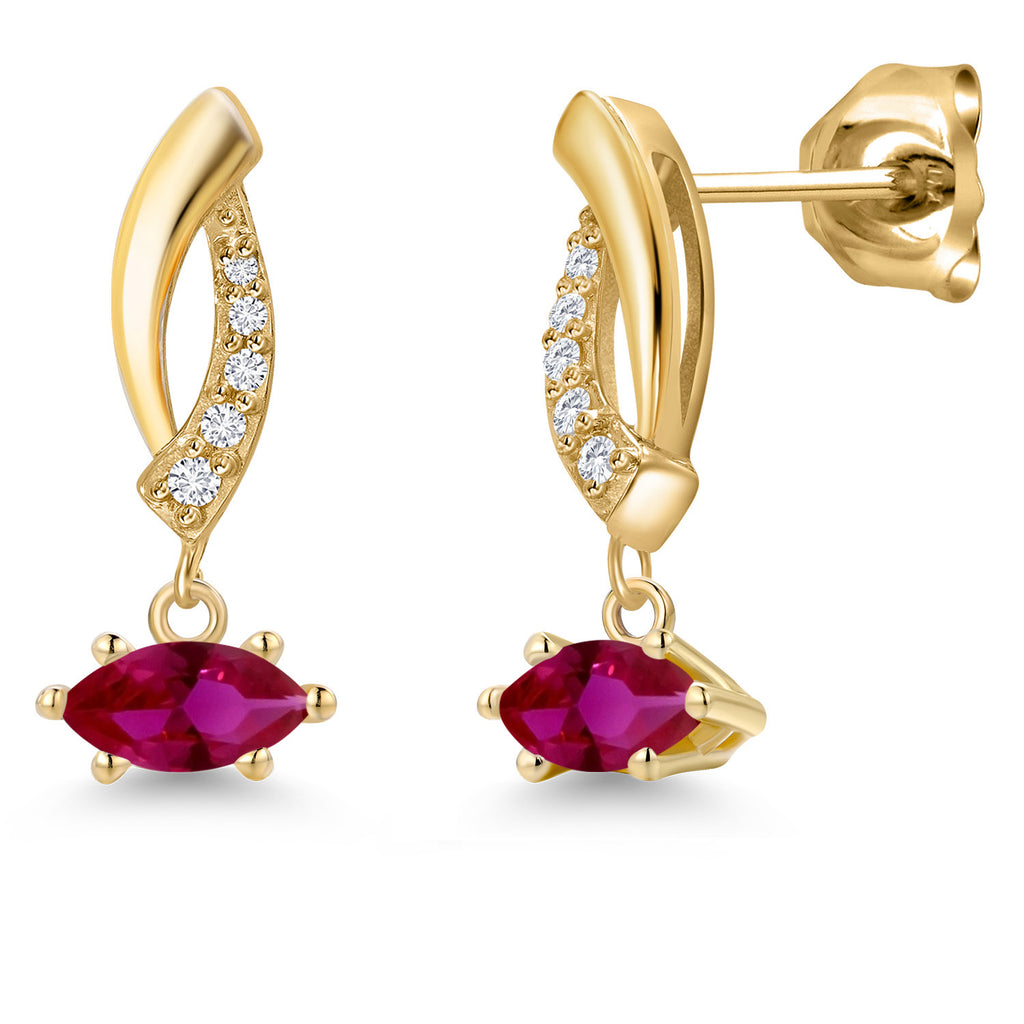 Created Ruby - July_Earrings in 10K Yellow Gold
