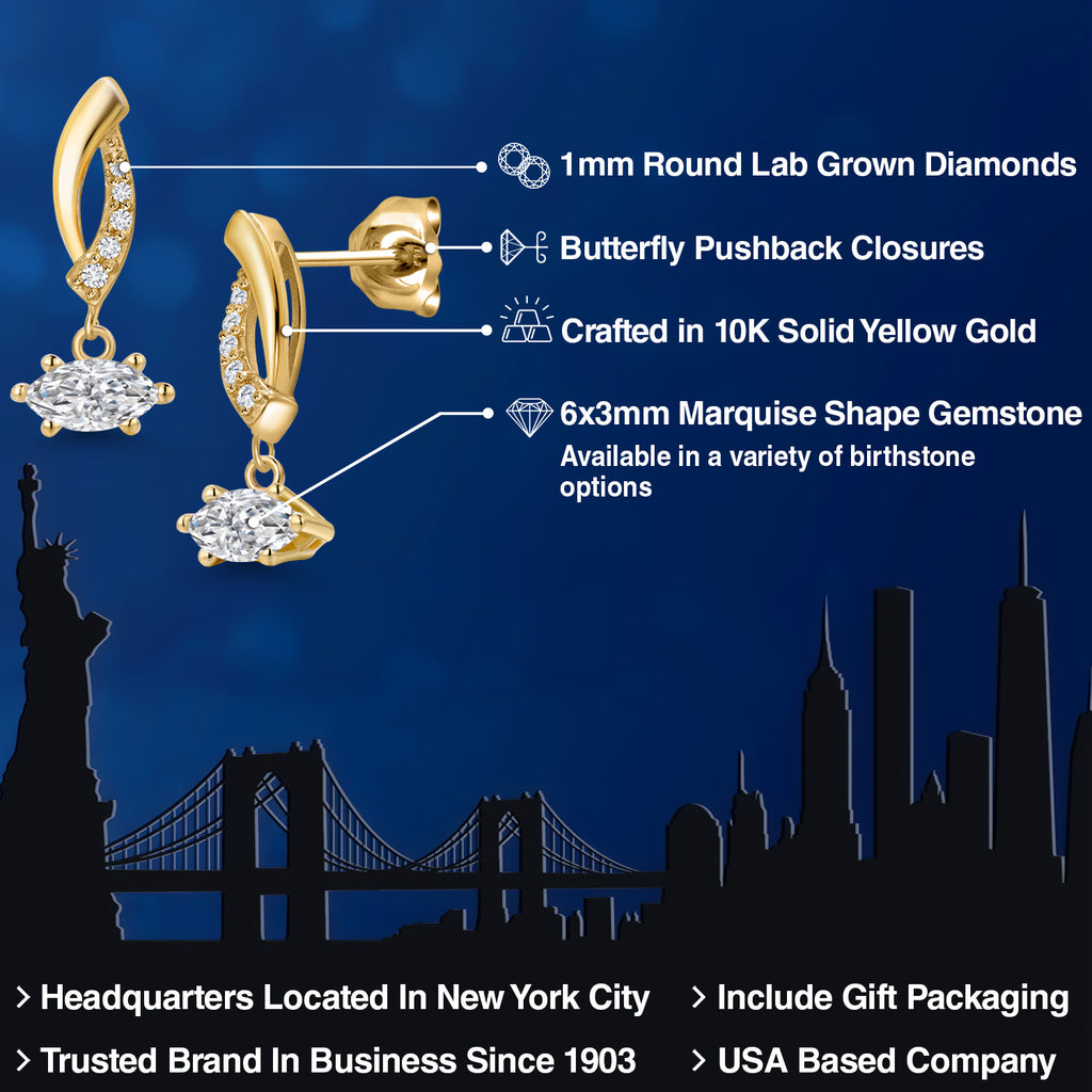 White Lab Grown Diamond - April_Earrings in 10K Yellow Gold