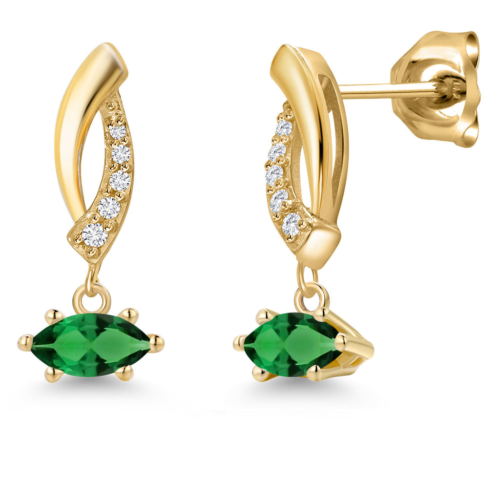 Nano Emerald - May_Earrings in 10K Yellow Gold