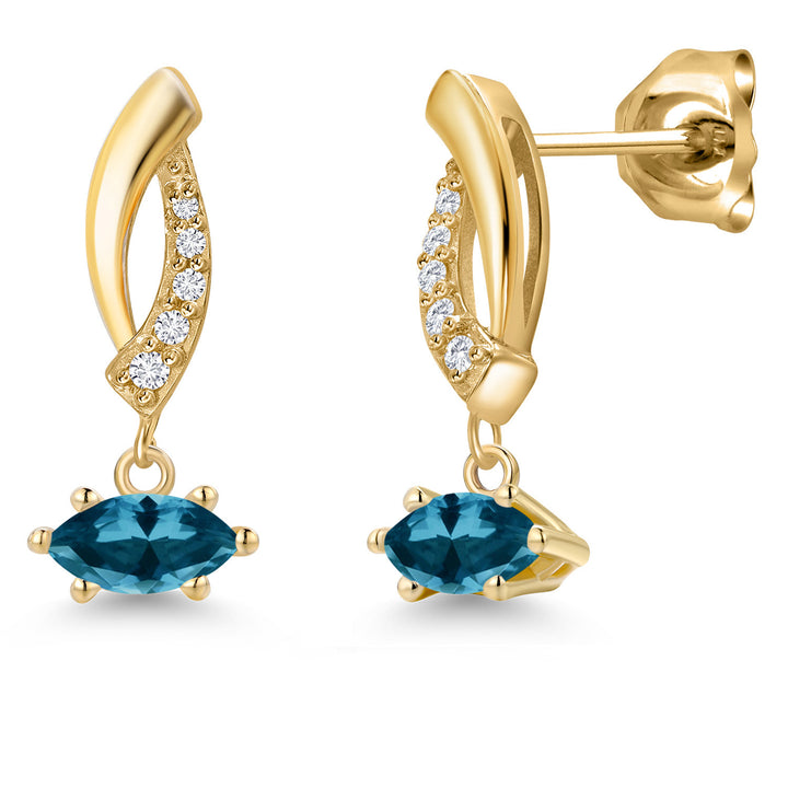 London Blue Topaz - November_Earrings in 10K Yellow Gold
