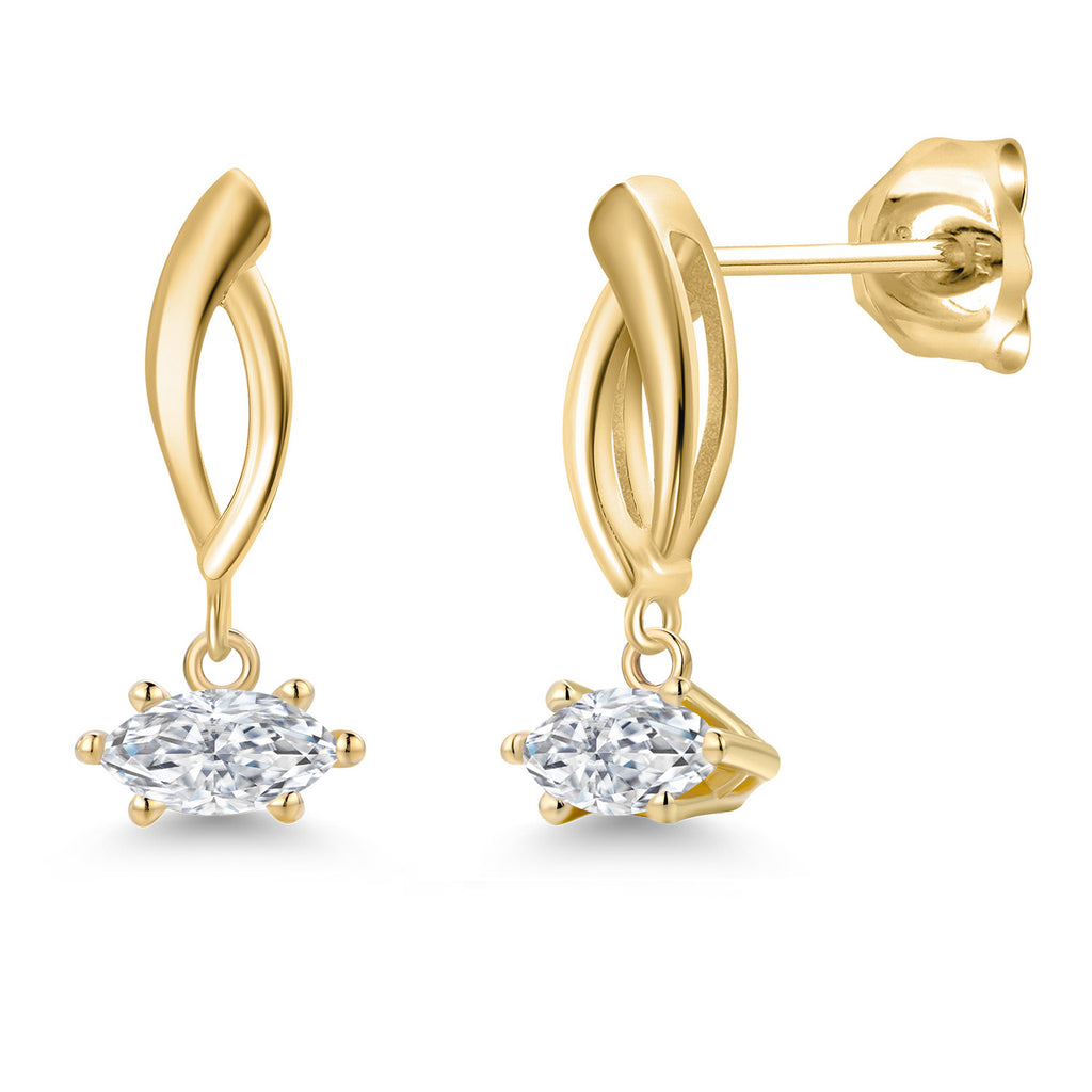 White Moissanite - April_Earrings in 10K Yellow Gold