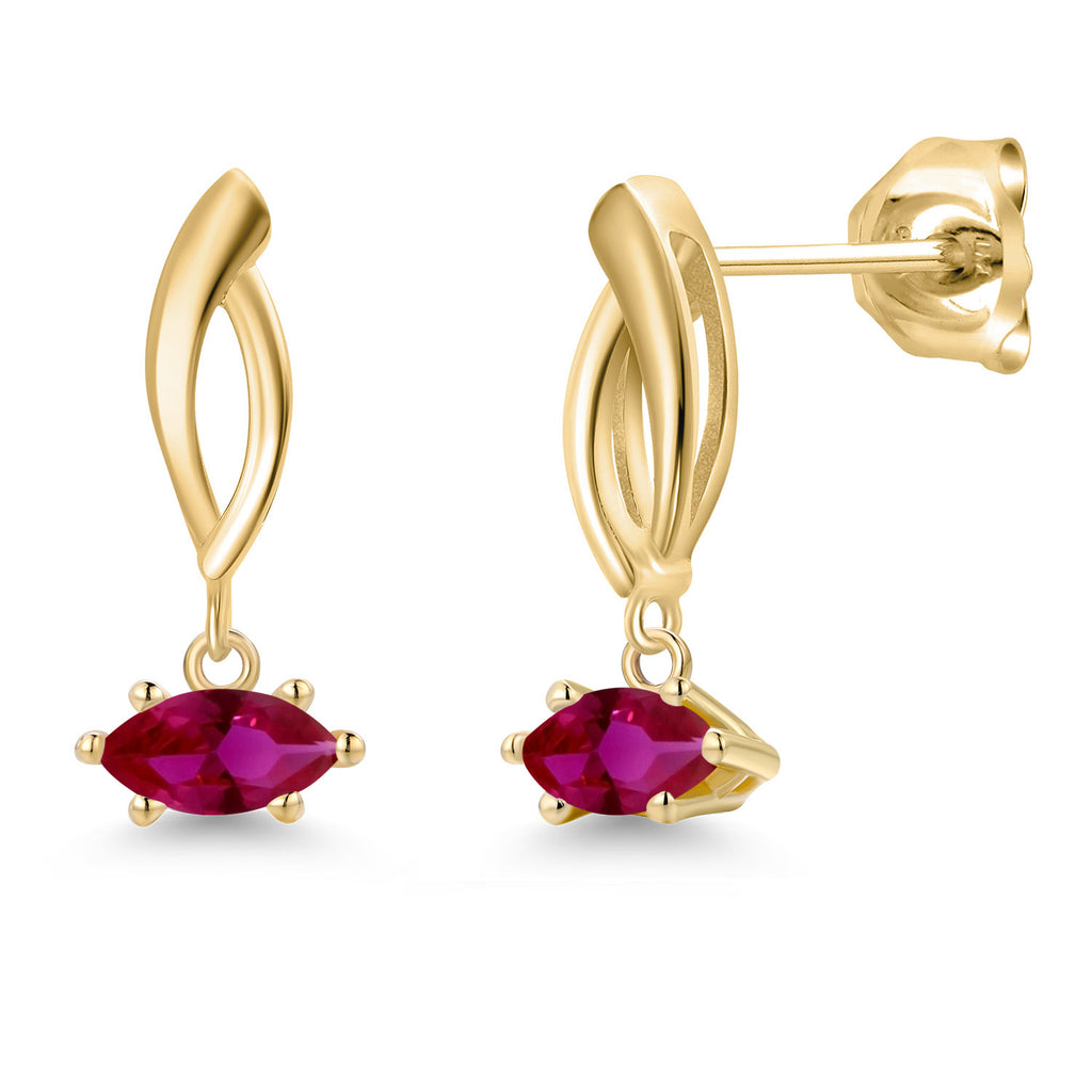 Created Ruby - July_Earrings in 10K Yellow Gold