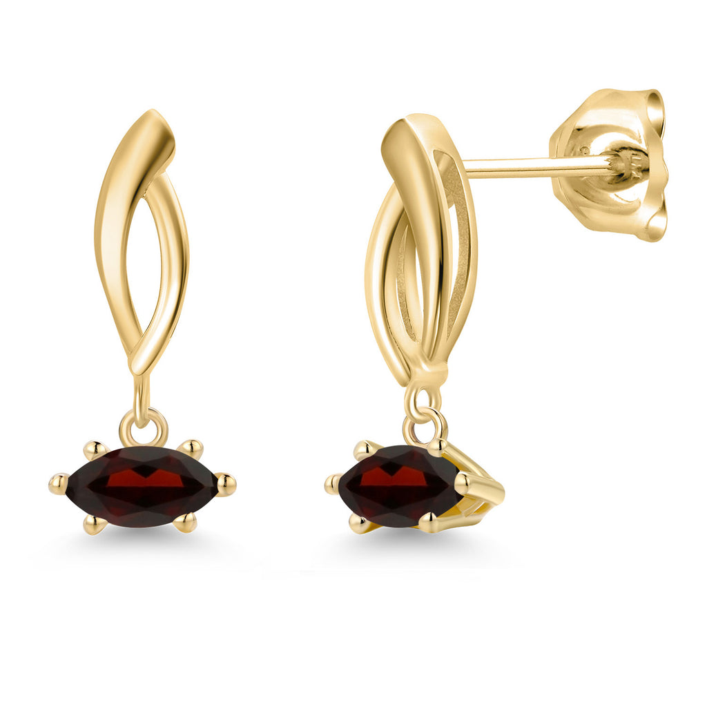 Garnet - January_Earrings in 10K Yellow Gold