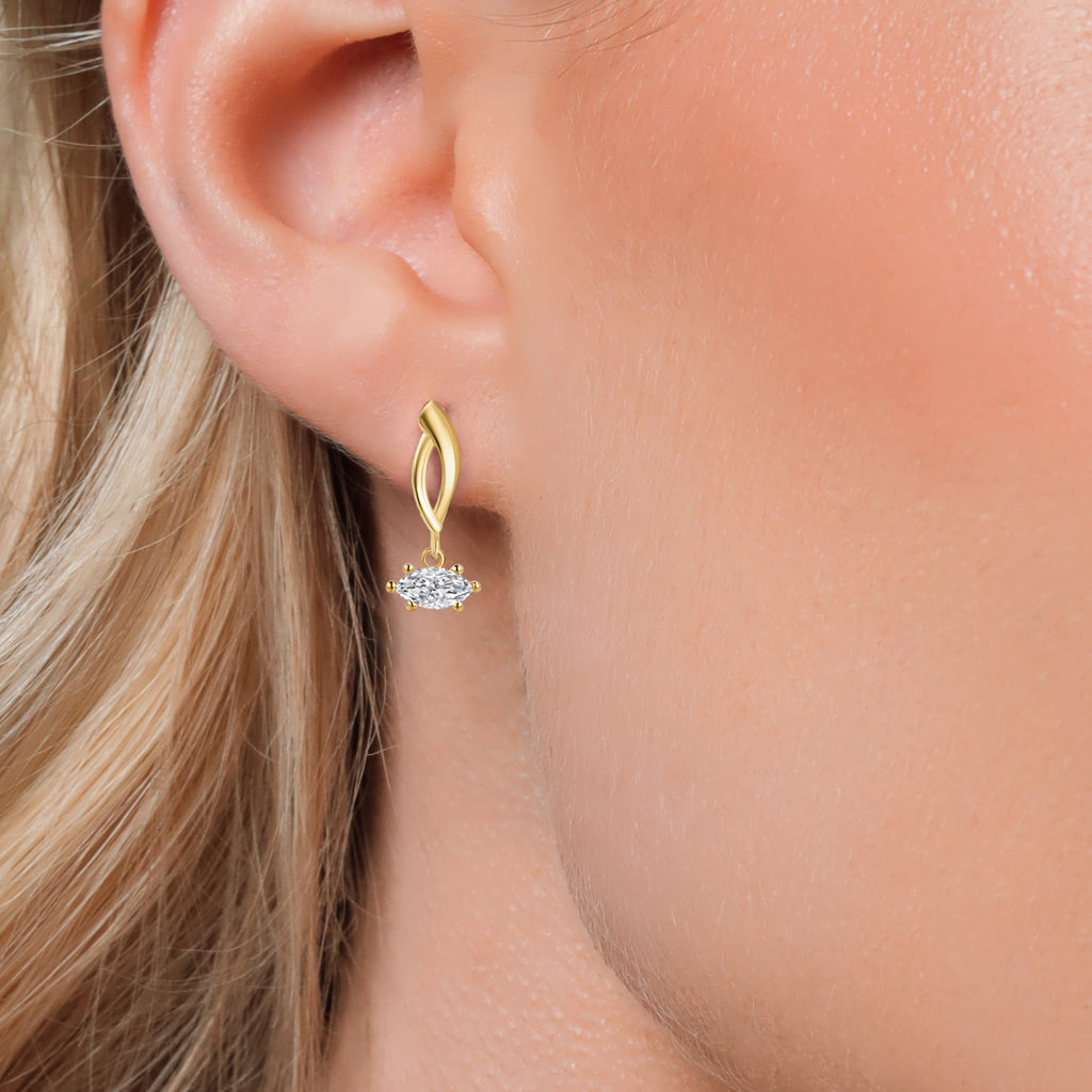White Lab Grown Diamond - April_Earrings in 10K Yellow Gold
