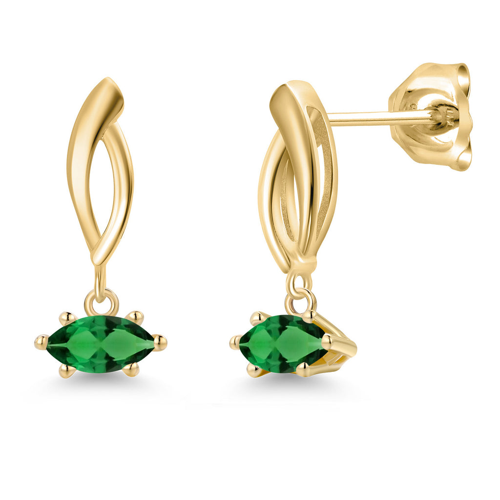 Nano Emerald - May_Earrings in 10K Yellow Gold