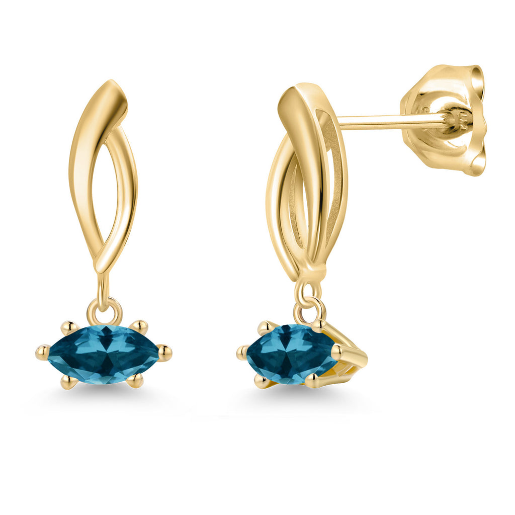 London Blue Topaz - November_Earrings in 10K Yellow Gold