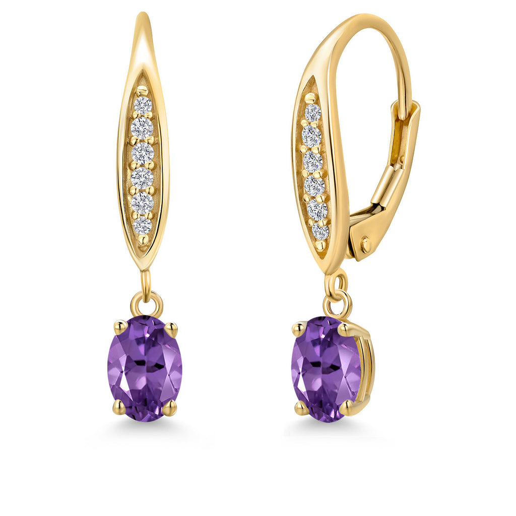 Amethyst - February_Earrings in 10K Yellow Gold
