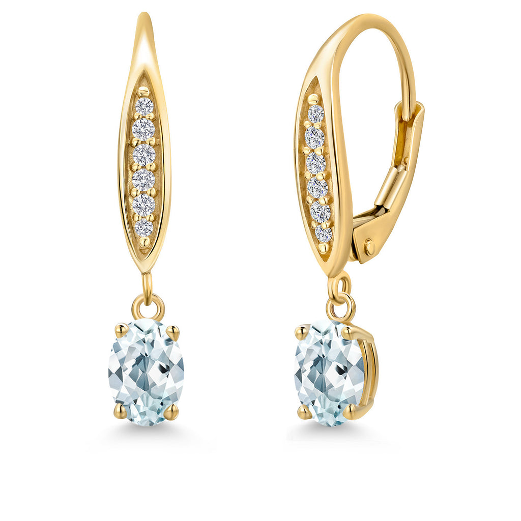 Aquamarine - March_Earrings in 10K Yellow Gold
