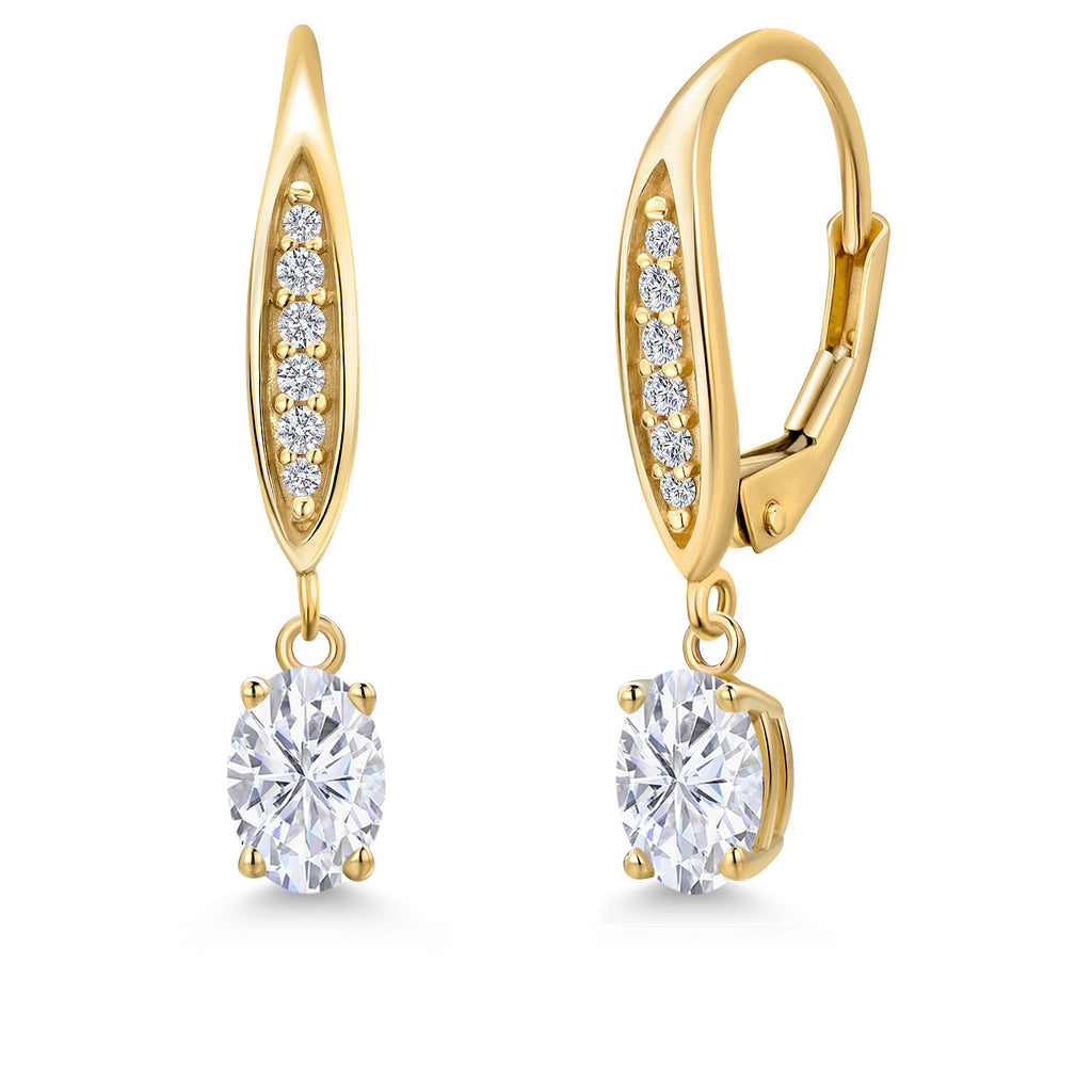 White Moissanite - April_Earrings in 10K Yellow Gold