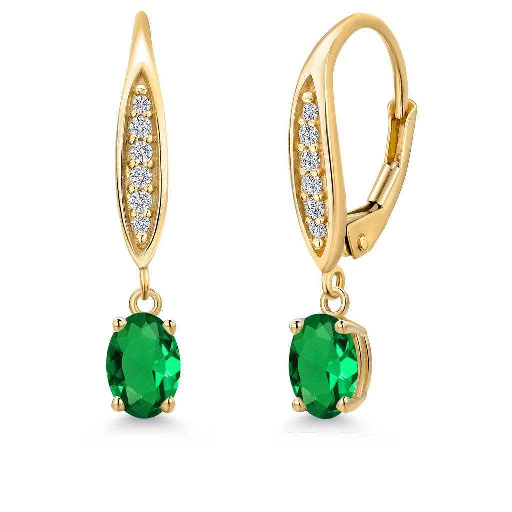 Nano Emerald - May_Earrings in 10K Yellow Gold