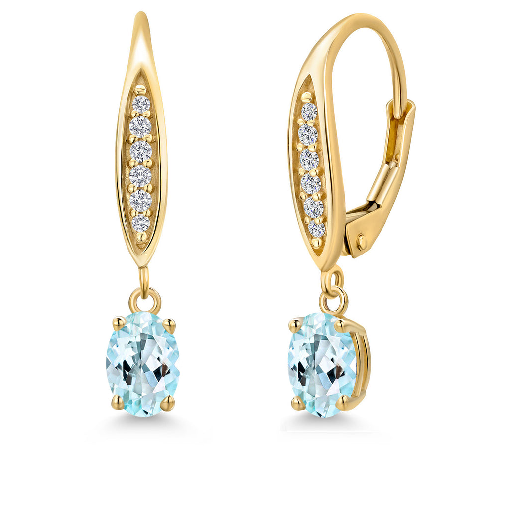 Sky Blue Topaz - November_Earrings in 10K Yellow Gold
