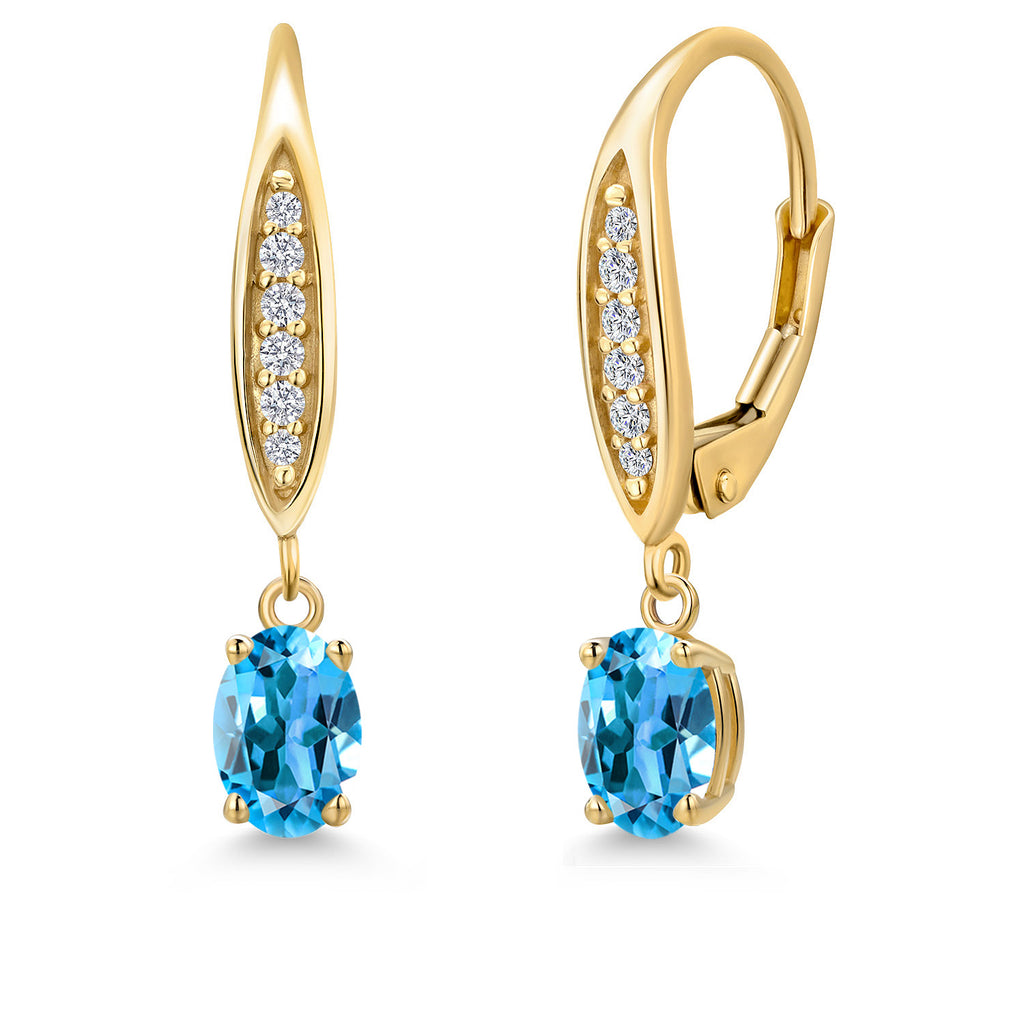 Swiss Blue Topaz - November_Earrings in 10K Yellow Gold