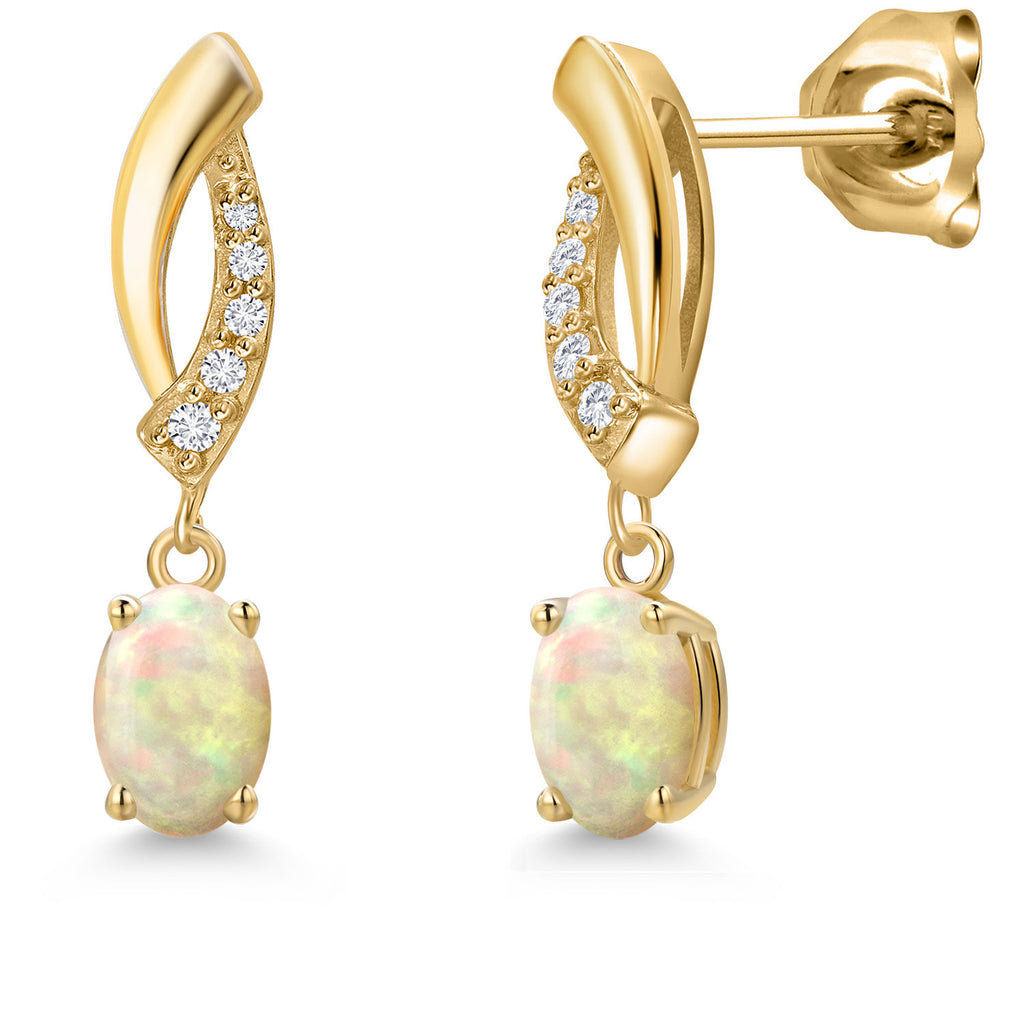 Ethiopian Opal - October_Earrings in 10K Yellow Gold