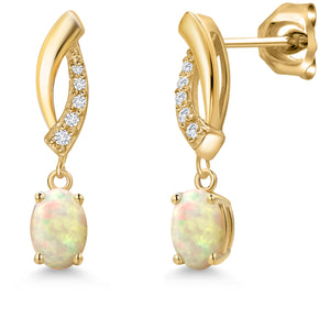 Ethiopian Opal - October_Earrings in 10K Yellow Gold