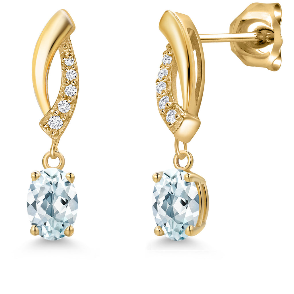 Aquamarine - March_Earrings in 10K Yellow Gold