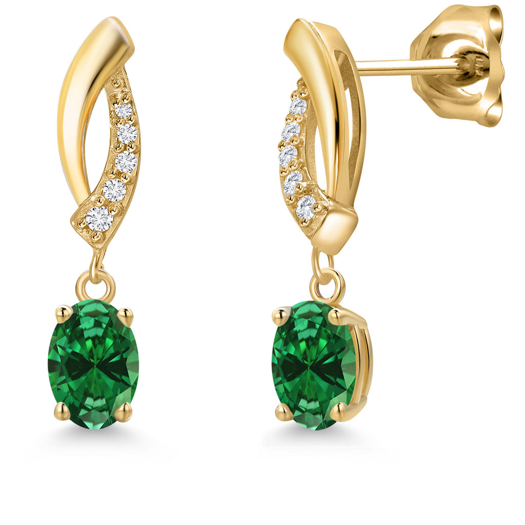 Created Emerald - May_Earrings in 10K Yellow Gold