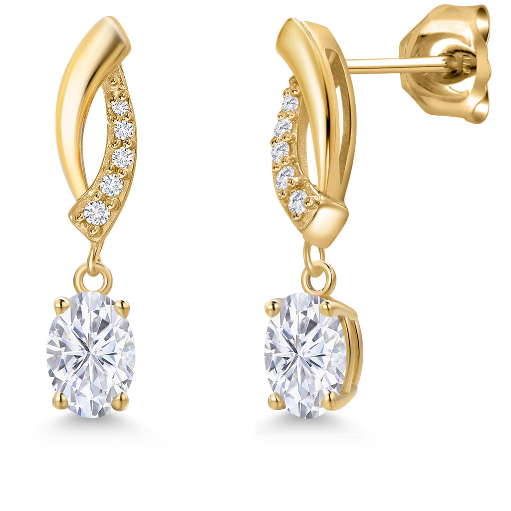 White Moissanite - April_Earrings in 10K Yellow Gold