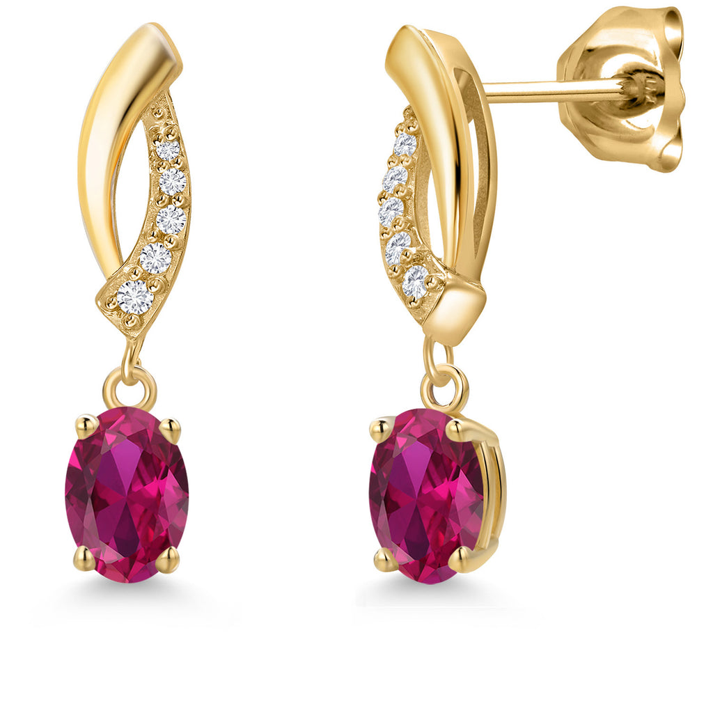 Created Ruby - July_Earrings in 10K Yellow Gold
