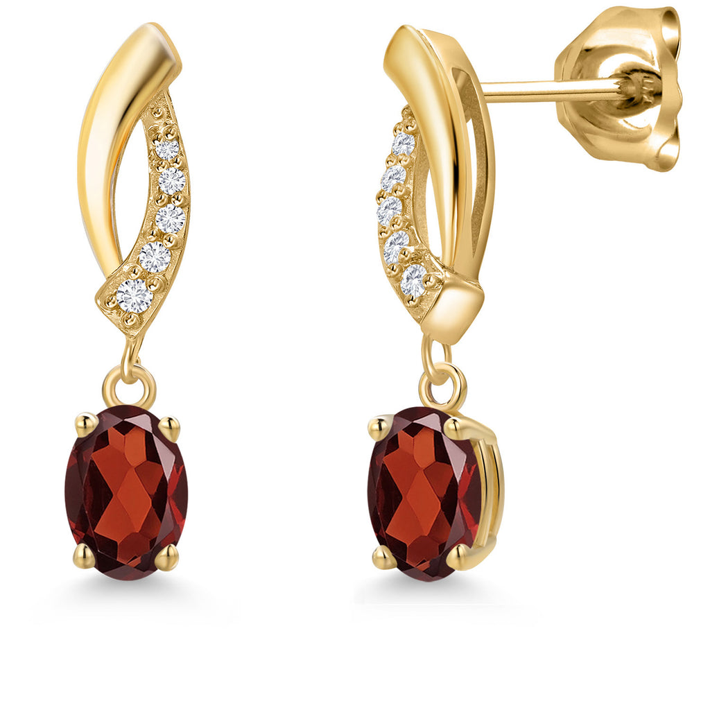 Garnet - January_Earrings in 10K Yellow Gold