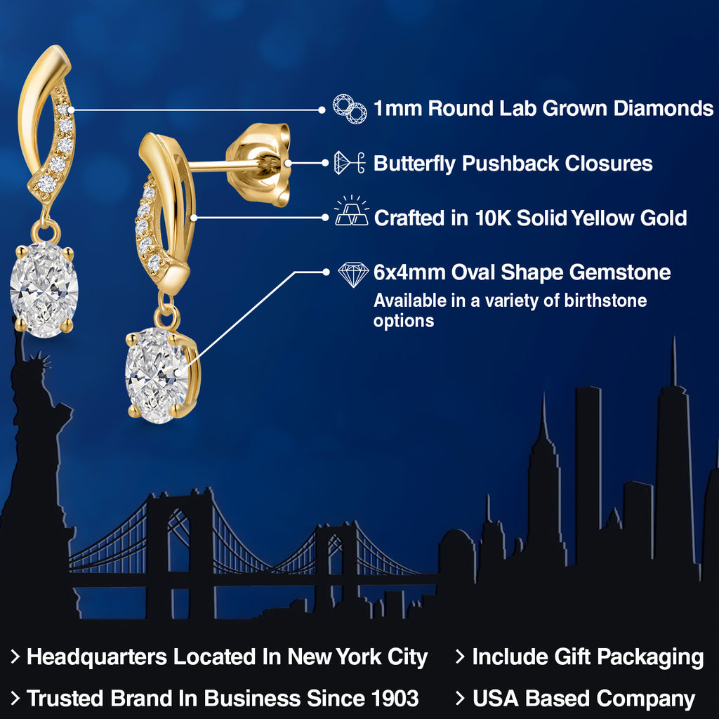 White Lab Grown Diamond - April_Earrings in 10K Yellow Gold