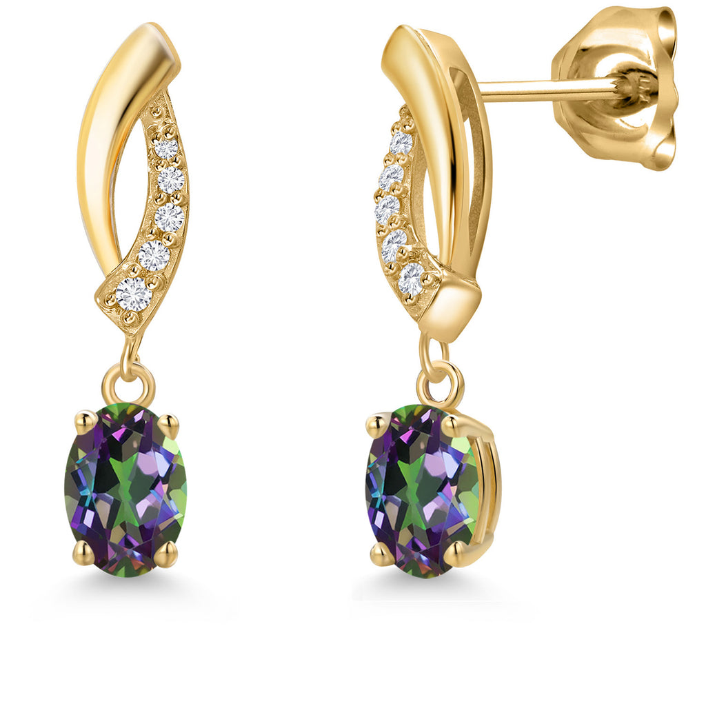 Green Mystic Topaz_Earrings in 10K Yellow Gold