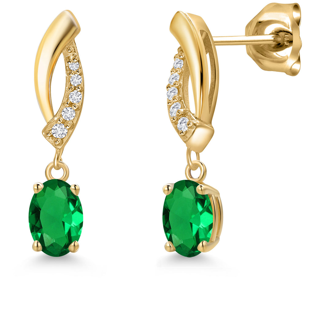 Nano Emerald - May_Earrings in 10K Yellow Gold