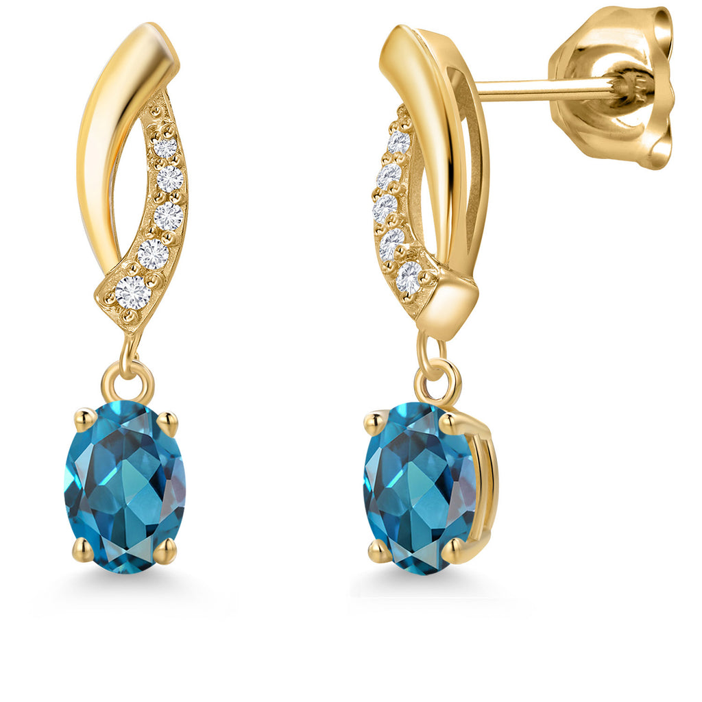 London Blue Topaz - November_Earrings in 10K Yellow Gold