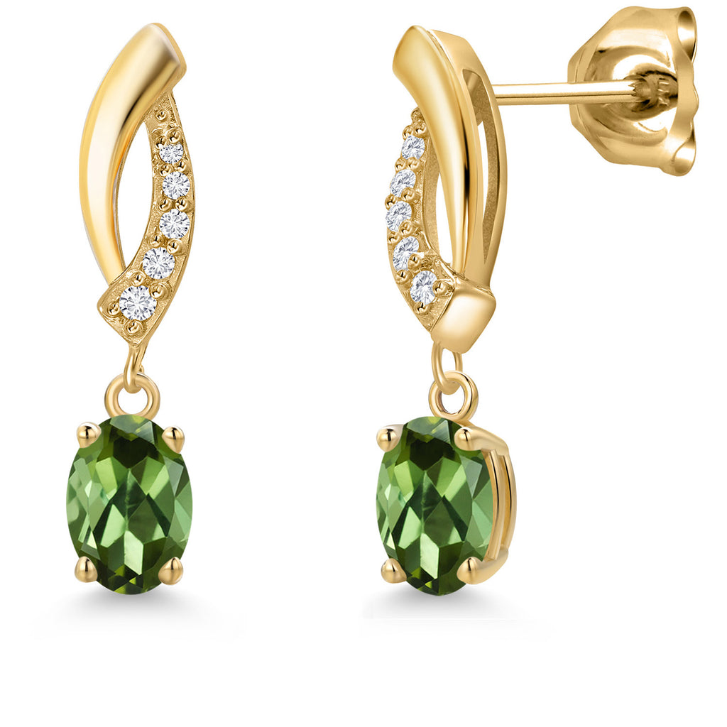 Green Tourmaline - October_Earrings in 10K Yellow Gold