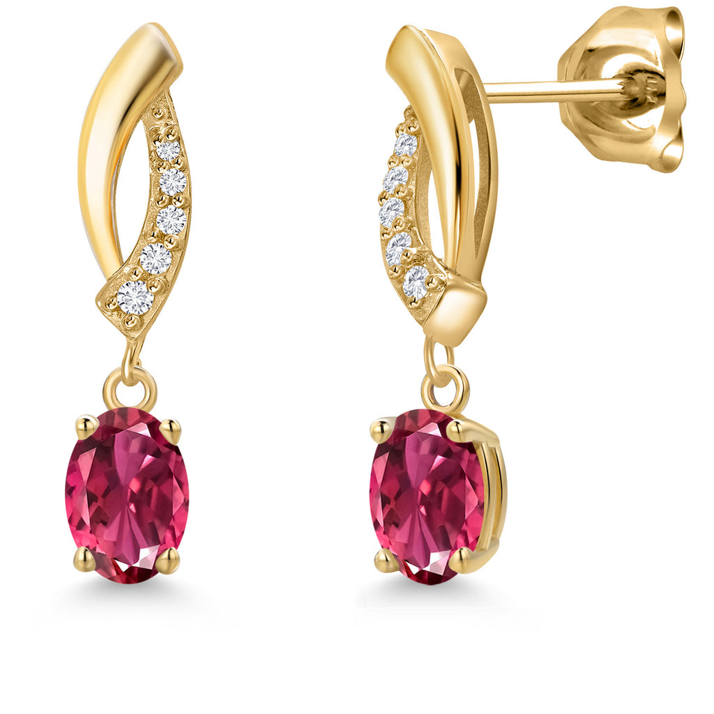 Pink Tourmaline - October_Earrings in 10K Yellow Gold