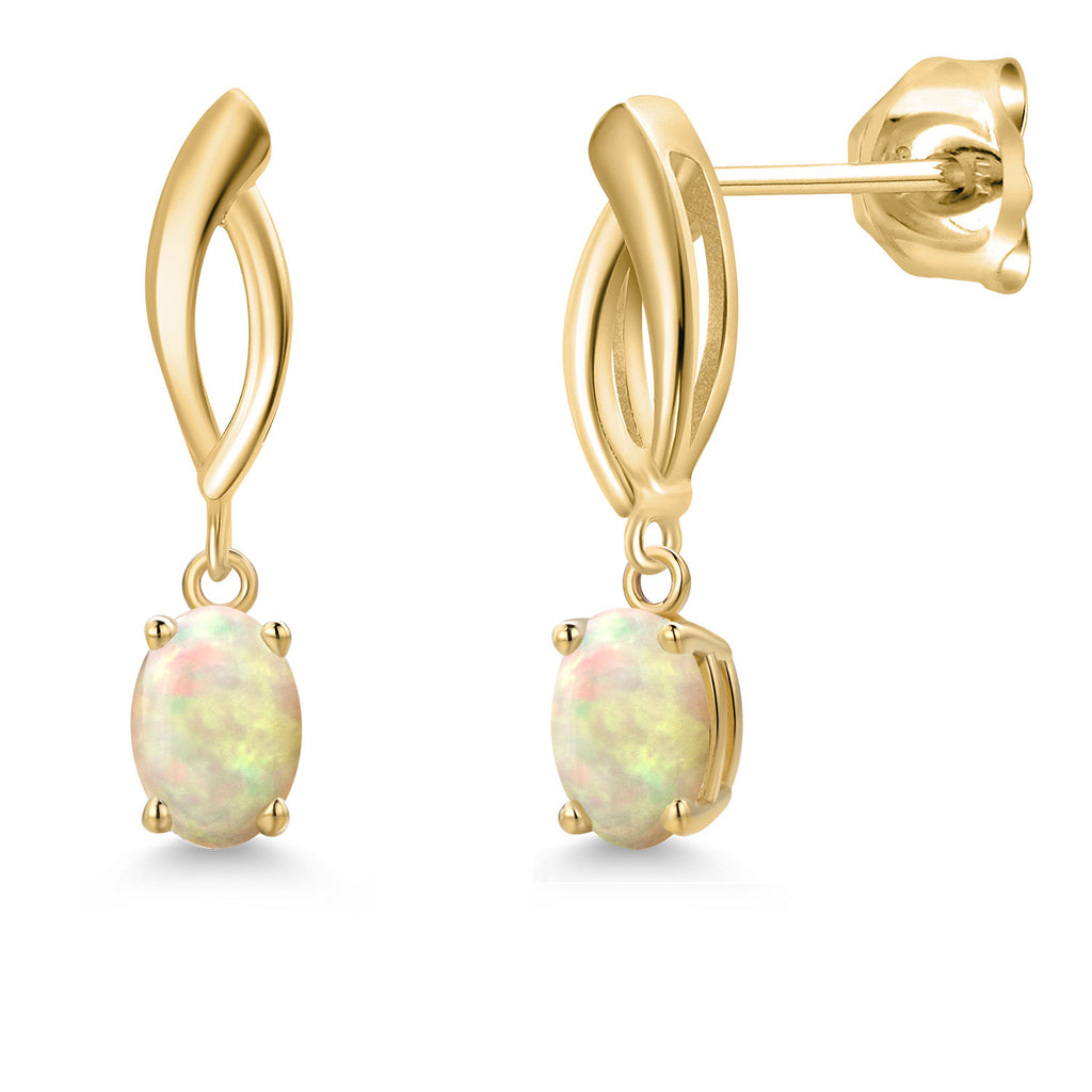 Ethiopian Opal - October_Earrings in 10K Yellow Gold