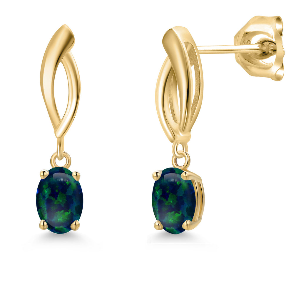 Green Opal - October_Earrings in 10K Yellow Gold
