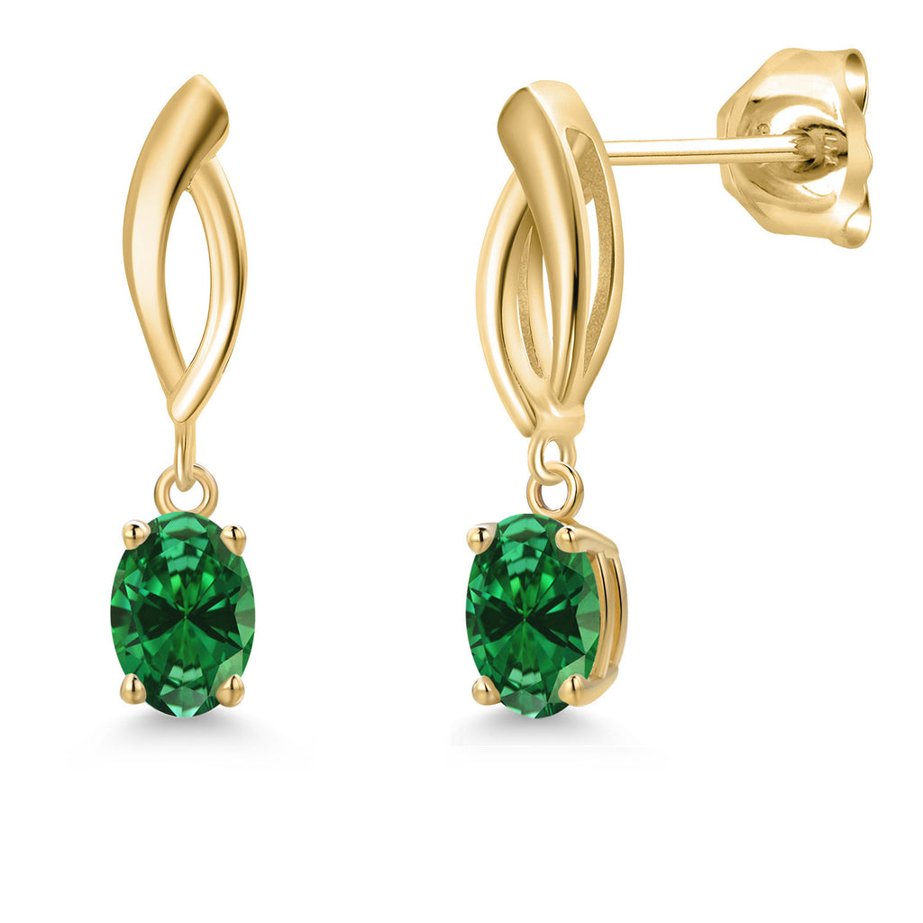 Created Emerald - May_Earrings in 10K Yellow Gold