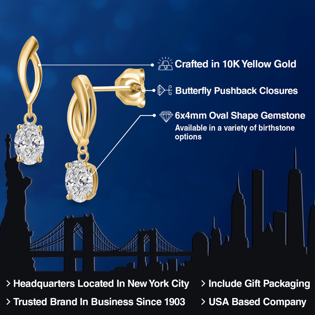 White Lab Grown Diamond - April_Earrings in 10K Yellow Gold