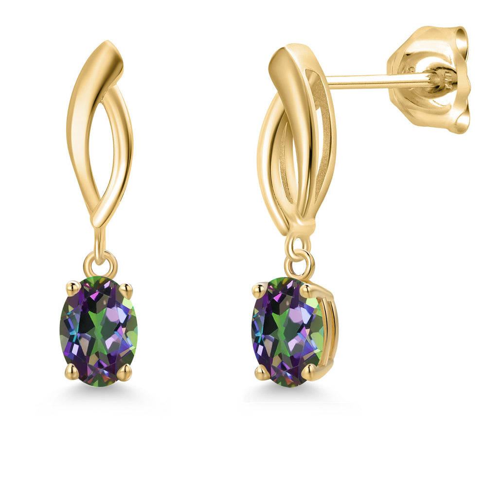 Green Mystic Topaz_Earrings in 10K Yellow Gold