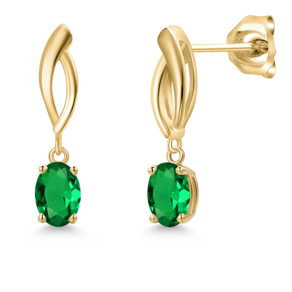 Nano Emerald - May_Earrings in 10K Yellow Gold