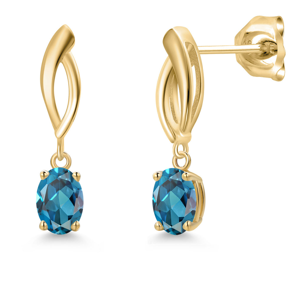 London Blue Topaz - November_Earrings in 10K Yellow Gold